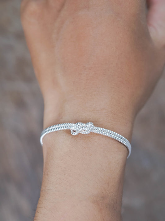 Shibari Rope Knot Bangle in Recycled Sterling Silver (925)