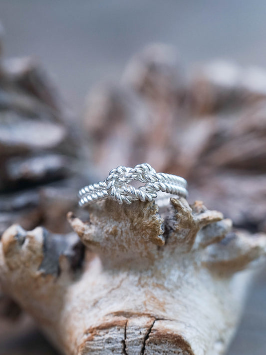 Double Band Shibari Ring in Recycled Sterling Silver (925) - Unisex