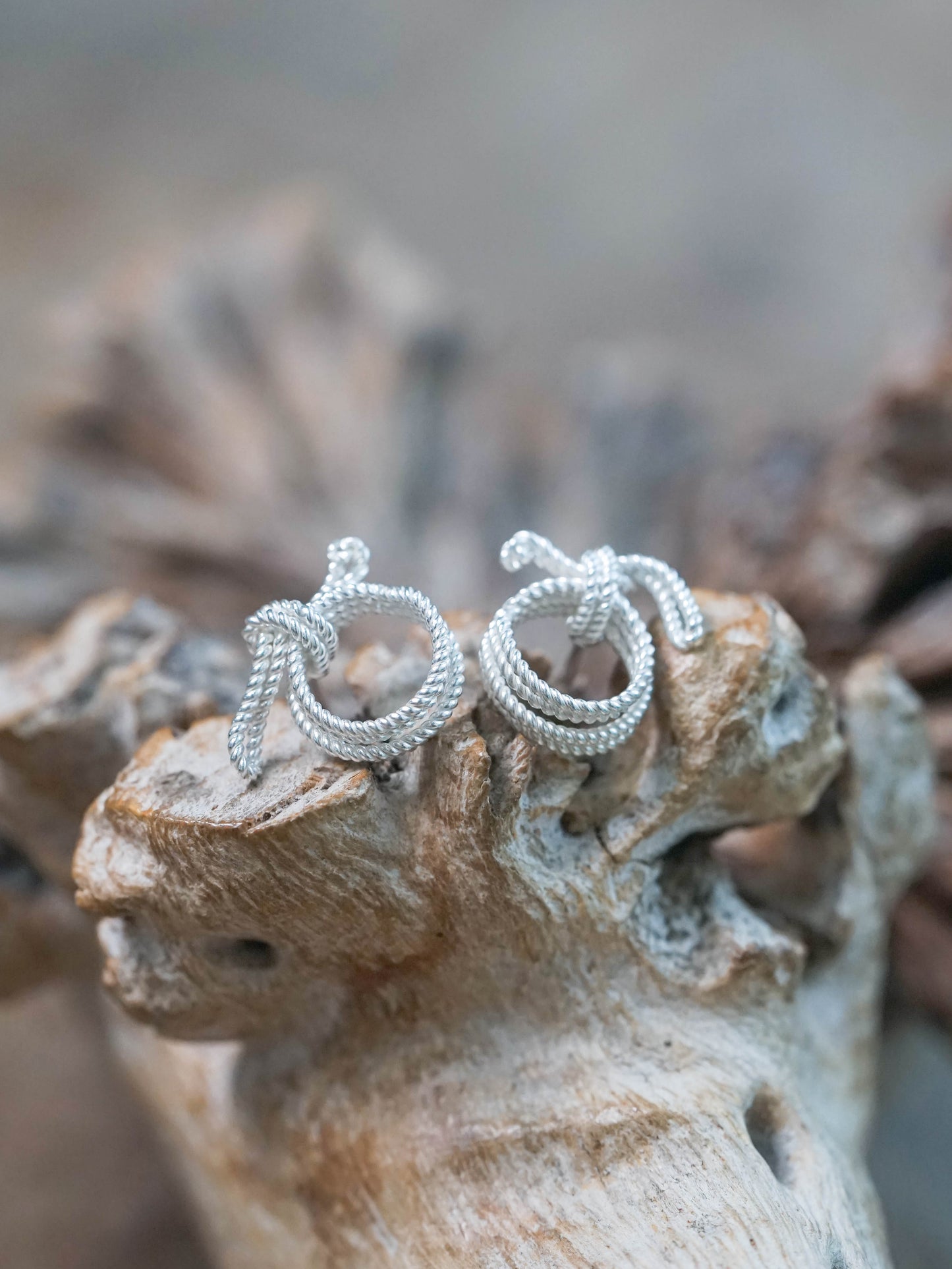 Rope Coil Stud Earrings (Style 1) in Recycled Sterling Silver (925)