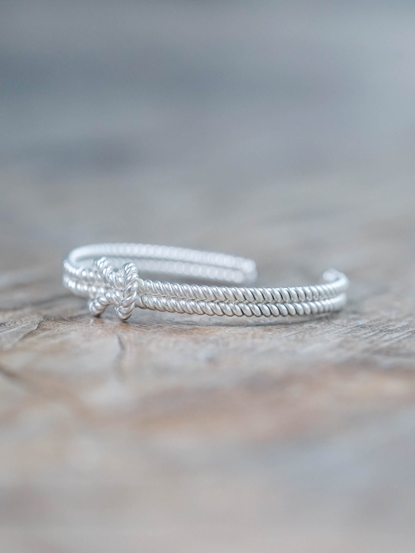 Shibari Rope Knot Bangle in Recycled Sterling Silver (925)