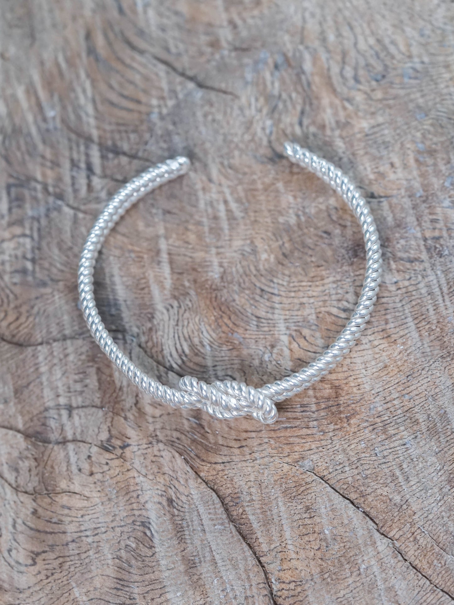 Shibari Rope Knot Bangle in Recycled Sterling Silver (925)