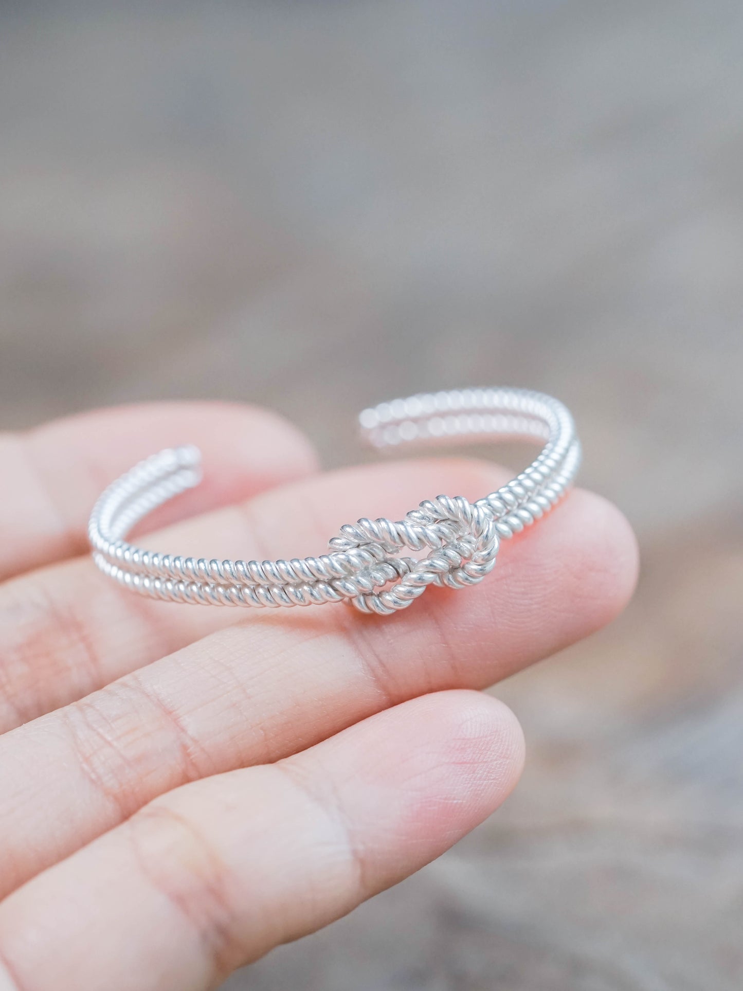 Shibari Rope Knot Bangle in Recycled Sterling Silver (925)