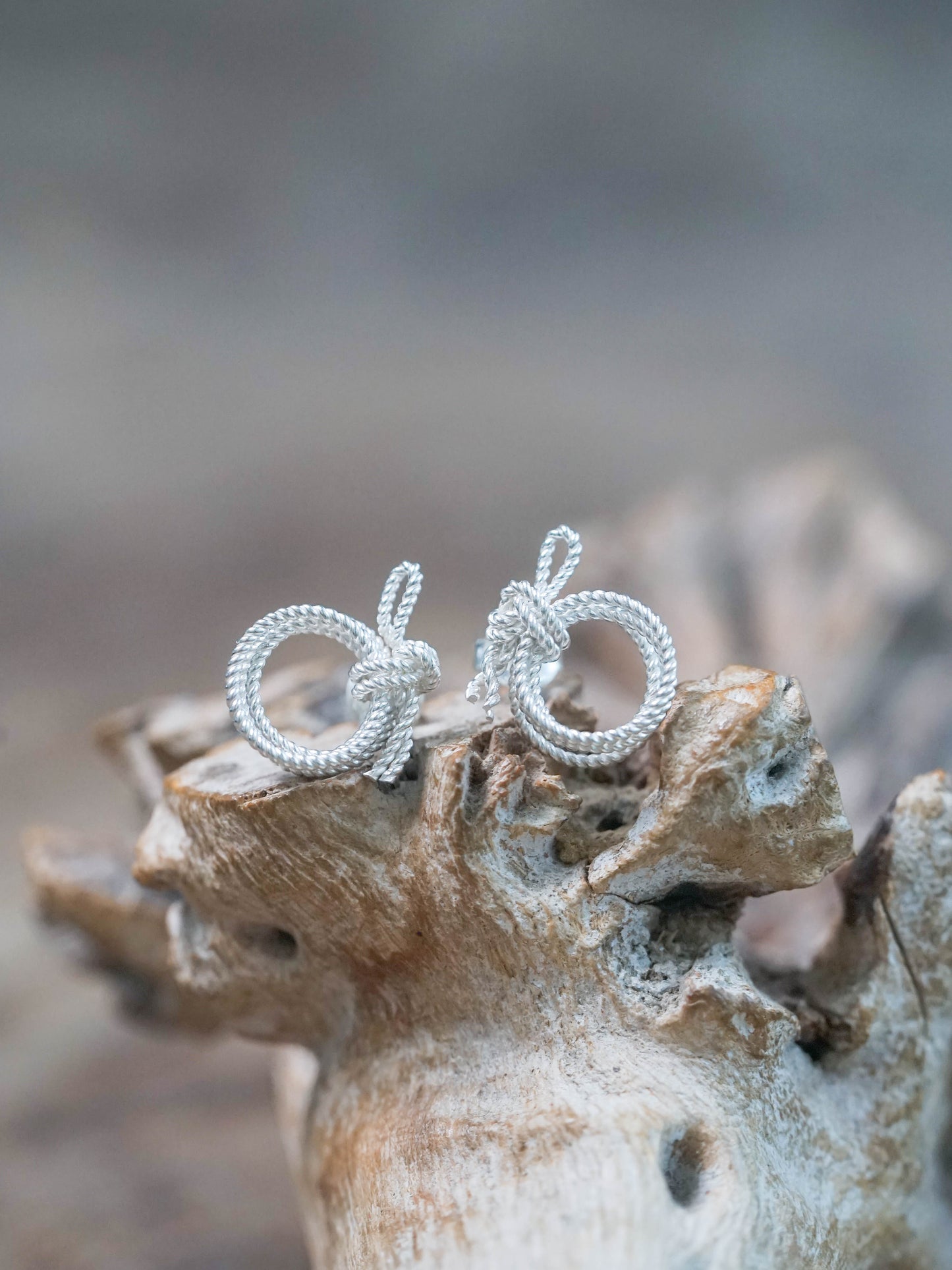 Rope Coil Stud Earrings (Style 2) in Recycled Sterling Silver (925)