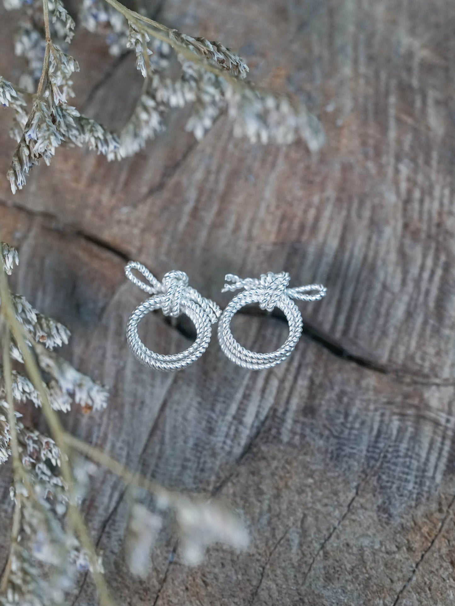 Rope Coil Stud Earrings (Style 2) in Recycled Sterling Silver (925)