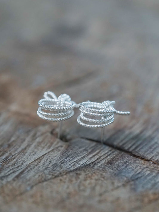 Rope Coil Stud Earrings (Style 2) in Recycled Sterling Silver (925)