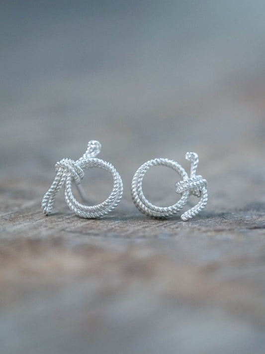 Rope Coil Stud Earrings (Style 1) in Recycled Sterling Silver (925)